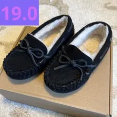 レザー調リボンがかわいいモカシンシューズ ボアシューズ 19.0