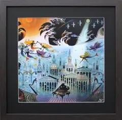 新品】藤城清治「ブレーメンの音楽隊」ポスター額 大サイズ 48×48cm