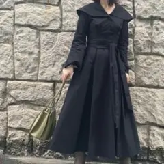 フレイアイディー ケープカラーシャツワンピース ブラック 0