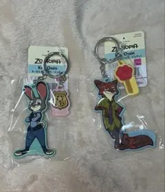 【新品】ズートピア　ラバーキーホルダー　ニック・ジュディセット　ZOOTOPIA