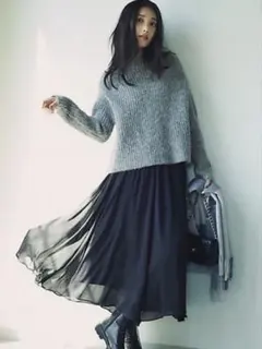 23区 2023AW 洗えるクレープシフォンフレアスカート サイズ:38のサムネイル