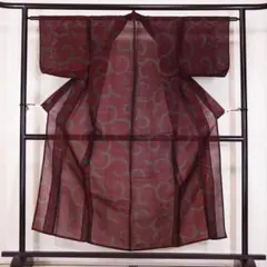 躾糸付未使用 夏着物 風通紗 160cm 正絹紬 黒赤 b504 - メルカリ