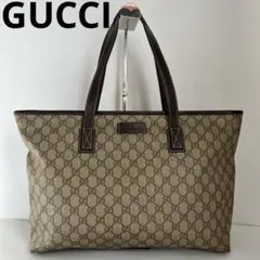 ✨極美品✨　GUCCI トートバッグ　PVC ベージュ　GG柄　茶
