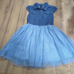 デニムシャツ風ノースリーブワンピース