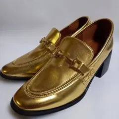 (未使用) MOUSSY MID HEEL ローファー ゴールドのサムネイル