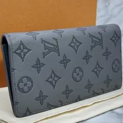 美品◇ ルイヴィトン モノグラムシャドウ ポルトフォイユ ブラザ グレー 長財布