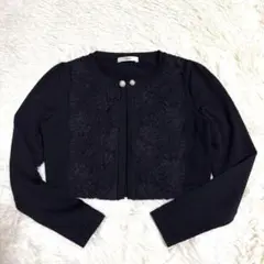 【美品】ルネ　パール　カーディガン　花柄　刺繍　ブラック　黒