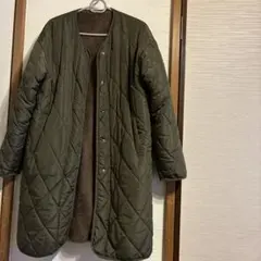 【お値下げ】カーキ　リバーシブルキルティングコート、ボアコート