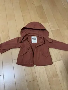 オレンジ フード取り外し可能ジャケット90cm