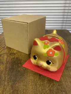 お花ねこ 貯金箱 金猫 開運 招福 ほぼ未使用