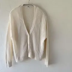UNIQLO アイボリー メッシュカーディガン XL