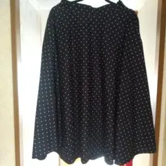 【ユニクロ】ネイビー ドット柄 フレアスカート Lサイズ