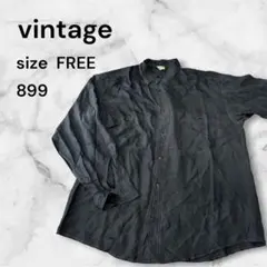 Vintage ブラック　黒　長袖シャツ　前あき　襟付き　シンプル　ポケット付きのサムネイル