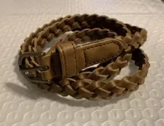 【レディース】ブラウン レザー 編み込みベルト