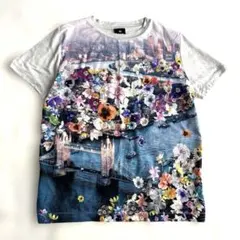 極美品 Paul smith グレー 花 ロンドン　グラフィックTシャツ M