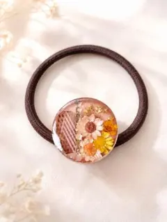 ハンドメイド　ヘアゴム　ドライフラワー　レジン