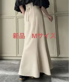 【新品】JUNOAH ハイウエストレースアップスカート　マーメイド