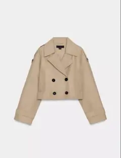 新品　今季　ZARA ショートダブルブレストトレンチコート　 ベージュ　S