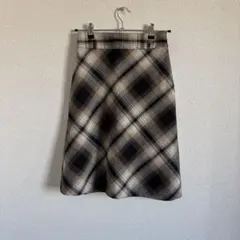 チェック柄フレアスカート ベージュ/ブラック