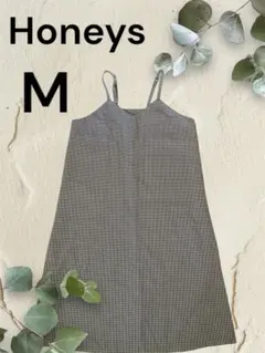 【美品】ハニーズHoneys M ギンガムチェックワンピース ジャンパースカート