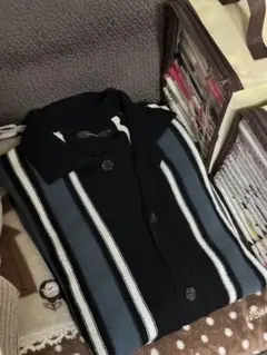 ストライプデザイン ニットカーディガン