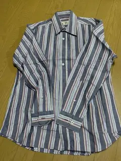 【未使用級】ビバリーヒルズポロクラブ長袖シャツ ストライプ柄綿100%メンズ M