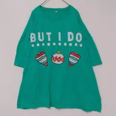 Tシャツ クルーネック 半袖 ロゴ ビッグサイズ 緑 綿 クリスマス 3XLのサムネイル