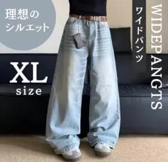 バギーデニムパンツ XL バギーパンツ ワイドシルエット ハイウエスト 激太
