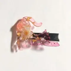 猫ちゃんシルバーヘアピン♡ドライフラワーヘアアクセサリーハンドメイドブローチ