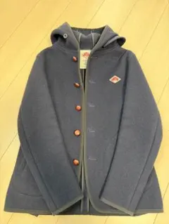 DANTON フード付きネイビーウールコート 38