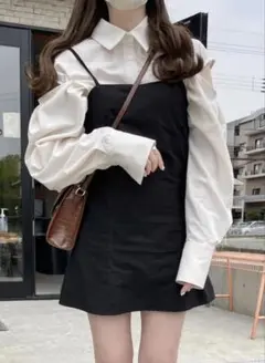 リボンストラップキャミソールミニワンピース M