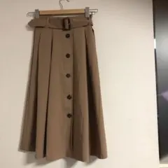 フレアスカート　Mサイズ　ワンウェイ　ブラウンベージュ　膝下　ロングスカート