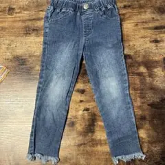 子供服　ダークブルー フリンジ裾 パンツ 90cm
