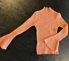 リブ編みフレアスリーブニット Fサイズ レンガ