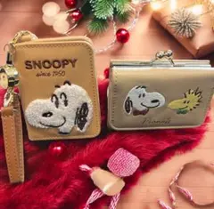 SNOOPY♡刺繍三つ折り財布＆パスカードケースセット☆新品
