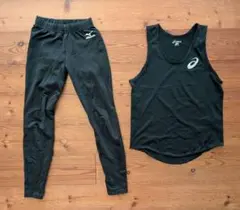 ASICS タンクトップ140とMIZUNO レギンス150 セット 子供用