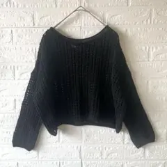 ZARA ザラ メッシュニット クロップド丈 透かし編み ブラック シアー 長袖