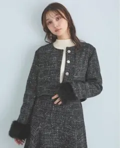 INGNI 黒ツイードファー付きジャケット