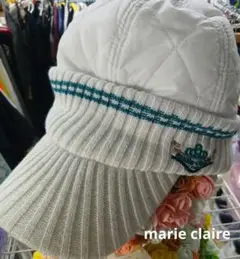 『marie claire』マリクレール スポーツ つば付　ニットキャップ 白