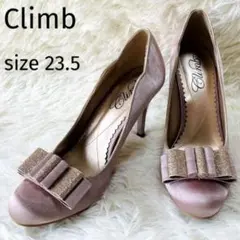 【美品】クライム パーティーヒール パンプス リボンクリップ ピンク 23.5