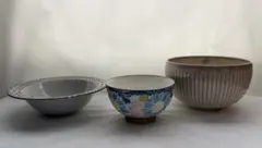 【中古】和食器 3点 美濃焼スープボウル / 波佐見焼お茶碗 / たかね陶器 丼のサムネイル