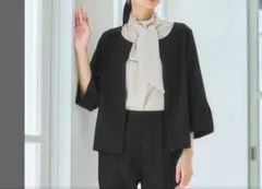 ブラック ノーカラージャケット　セレモニー