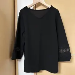 未使用　LEPSIM レプシィム　レースVネックトップス　ブラック　Lのサムネイル