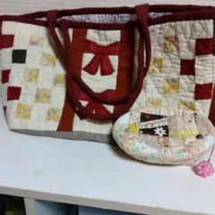 ハンドメイド パッチワーク トートバッグ ポーチ セット
