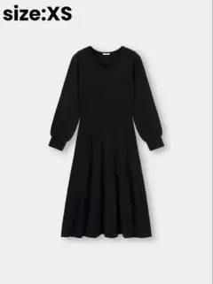 GU フレアニットワンピース XS ブラック