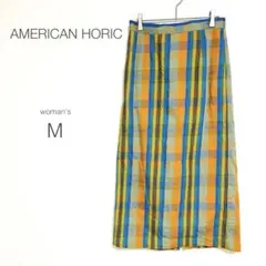 【アメリカンホリック】ロングスカート チェック カラフル 派手 ウエストゴム M