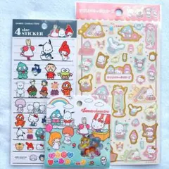 サンリオキャラクターズ 3点 おはじきシールフレーク 箔押し ステッカーシート