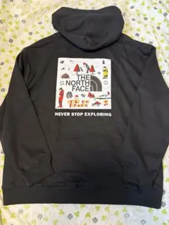 THE NORTH FACE パーカー XXL 黒 バックプリント スクエアロゴ
