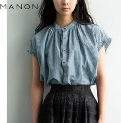 日本製【MANON】フリルスリーブアミカルシャツ ギンガムチェックシャツ 