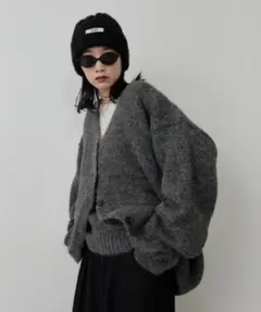 完売商品★HANNE★モヘアライクニットカーディガン★新品★グレーのサムネイル